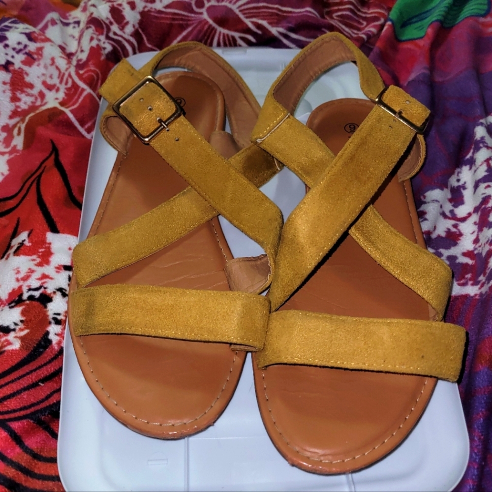 Faux Suede Crisscross Sandals